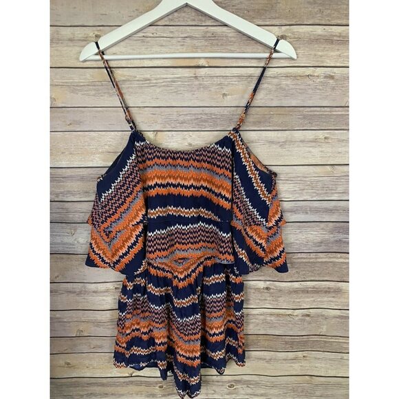 Parker Medium 100% Silk Romper Chevron Print - Picture 5 of 9